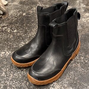 Zara Boys Black Leather Boots With Vibram Sole